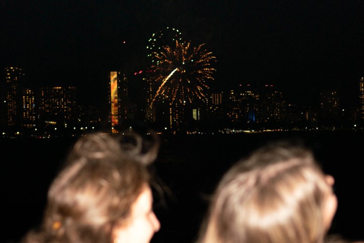 a person standing in front of a crowd