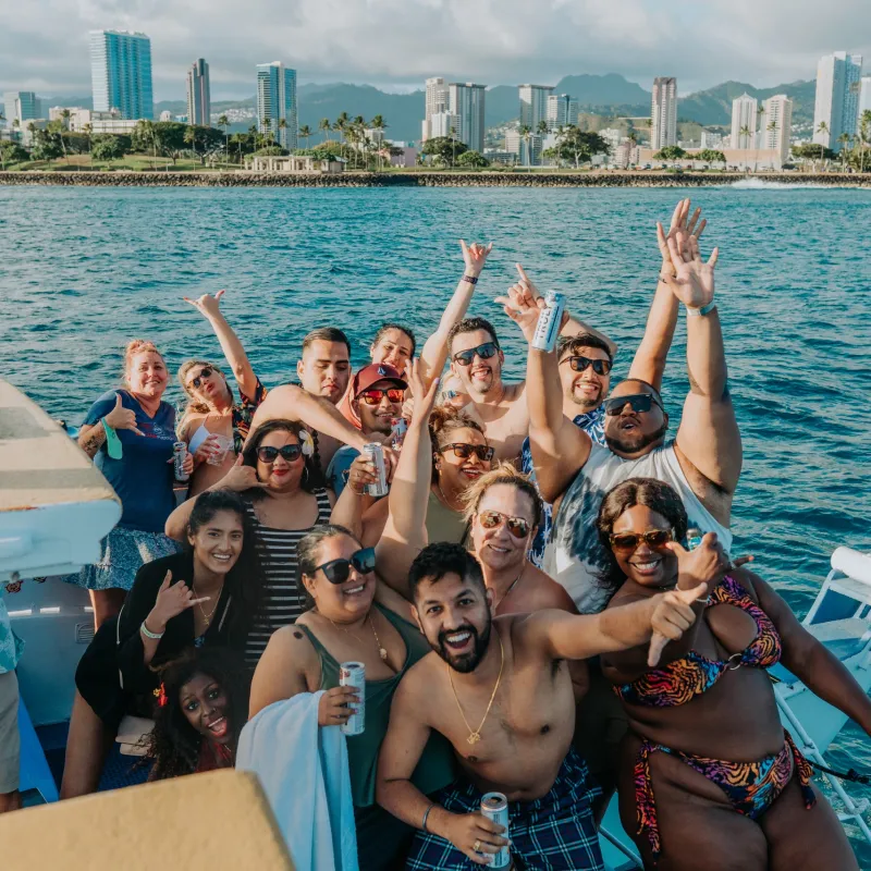a group of people swimming in a body of water