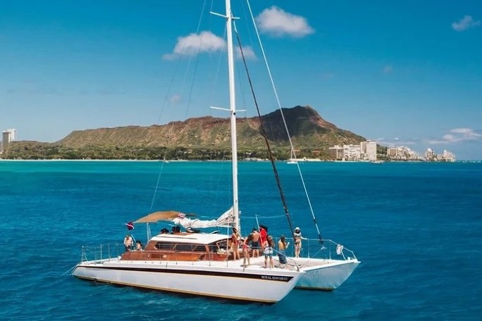 a small boat in a large body of water