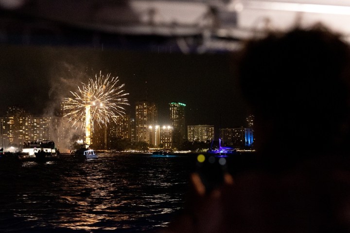 a view of a city at night